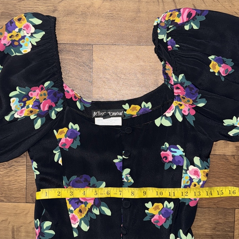 Betsey Johnson For Lew Magram Vintage Dress Size Small 90s Does 40s Puff Sleeve - Picture 10 of 16